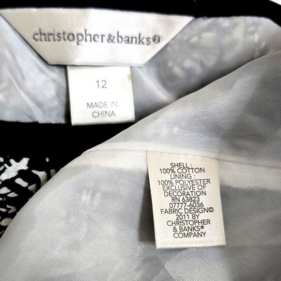 Christopher & Banks Women’s Black & White Print Skirt – Size 12 - Picture 4 of 7